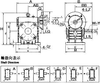 FCDS型蝸輪減速機結構圖 FCDS型蝸輪減速機結構圖