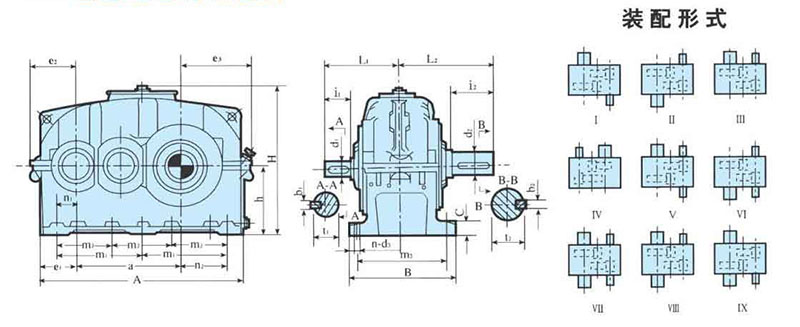 ZLY減速機的安裝結構圖 ZLY減速機的安裝結構圖